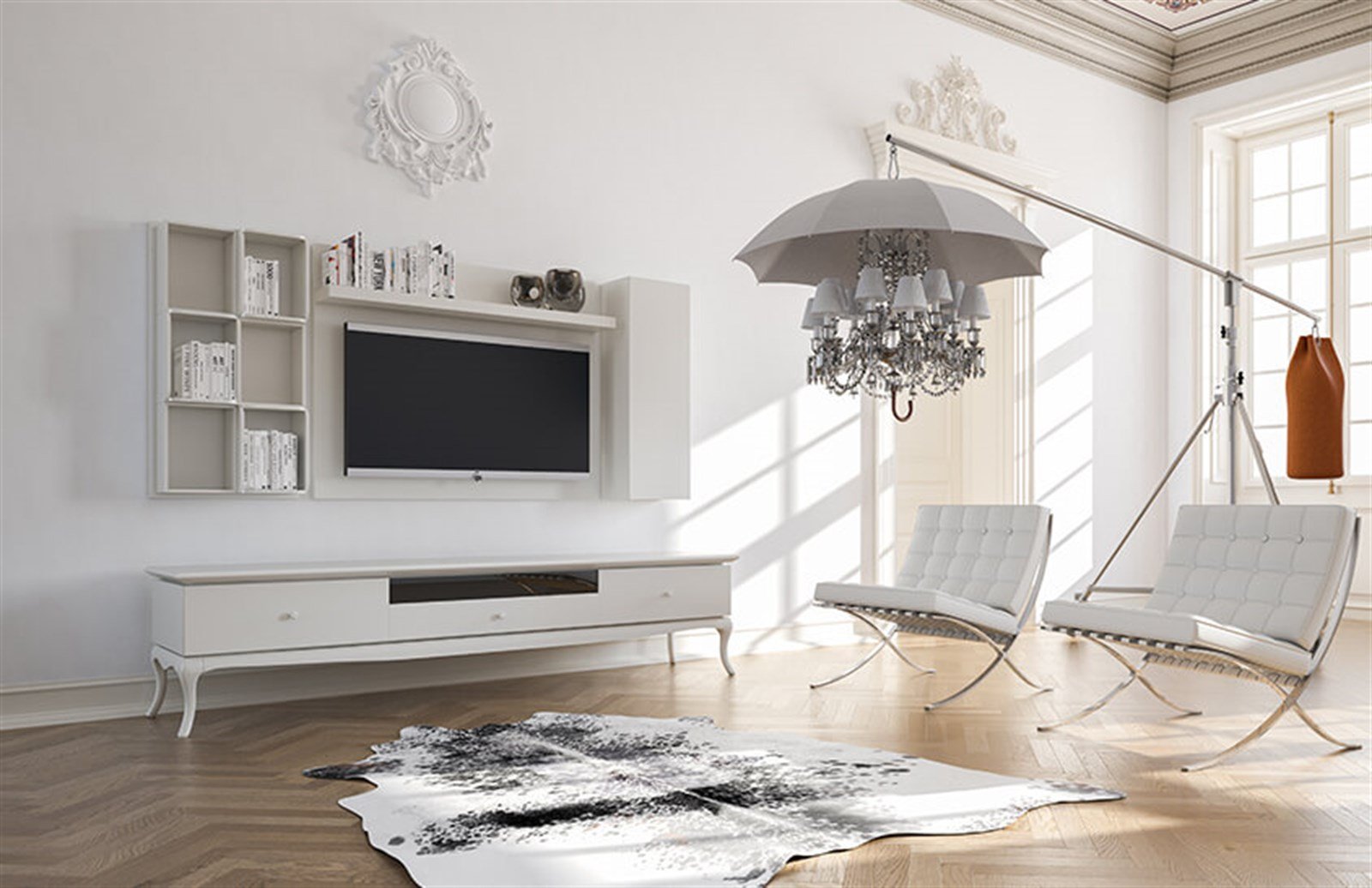 Barok Tv Ünitesi Ekru TV Ünitesi