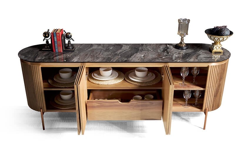 Perla Yemek Odası Takımı Ceviz Yemek Odası