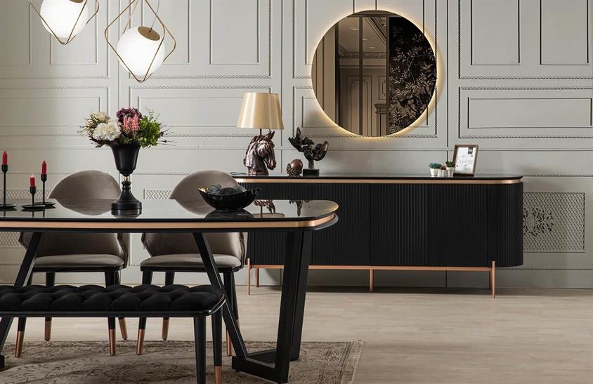 Perla Yemek Odası Takımı Siyah Yemek Odası