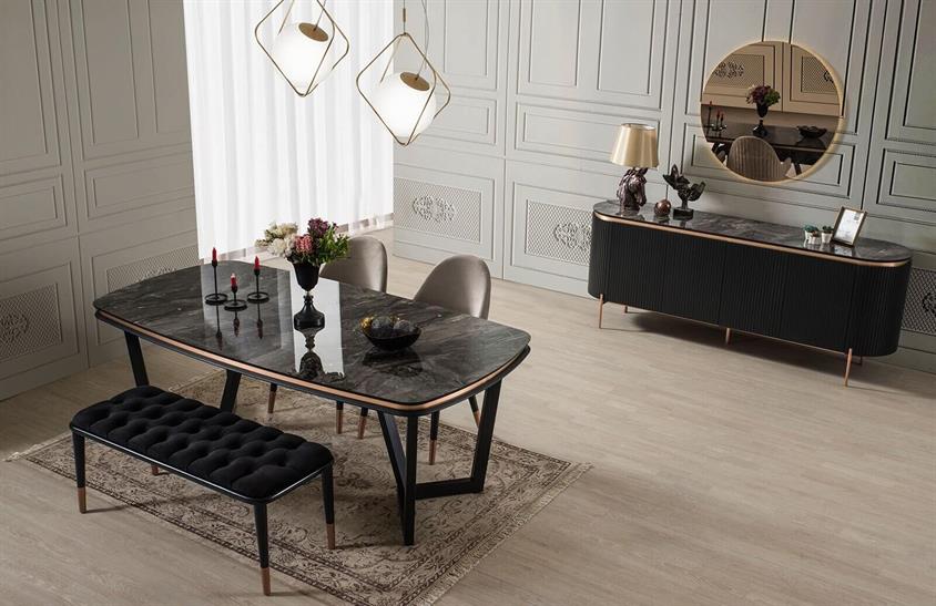 Perla Yemek Odası Takımı Siyah Yemek Odası