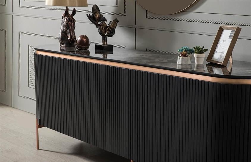 Perla Yemek Odası Takımı Siyah Yemek Odası