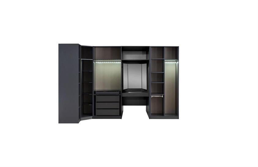 Daisi Köşe Dolap Takımı Antrasit Yatak Odası