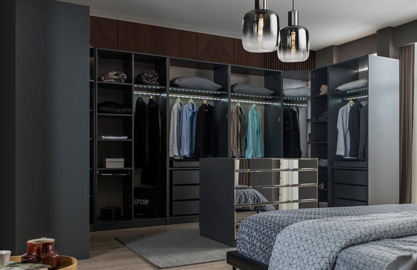 Daisi Köşe Dolap Takımı Antrasit Yatak Odası