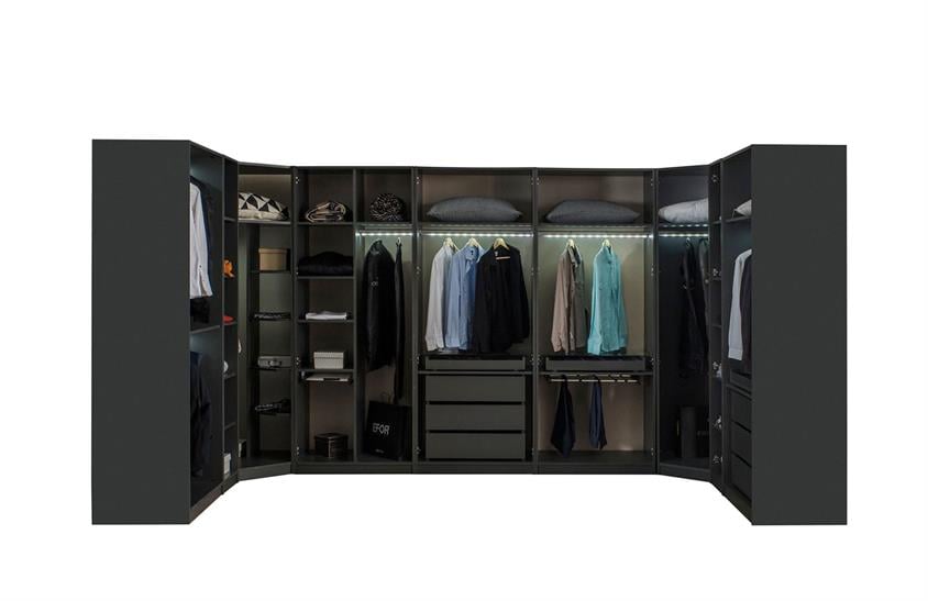 Daisi Köşe Dolap Takımı Antrasit Yatak Odası