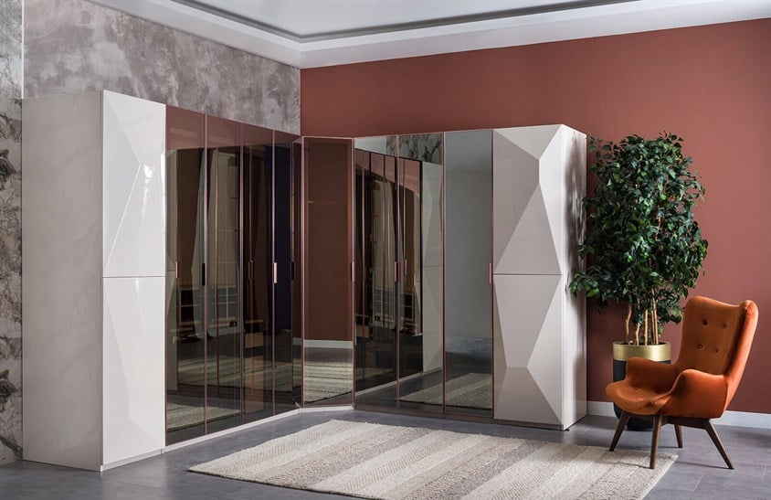 Marion Köşe Dolap Takımı Yatak Odası