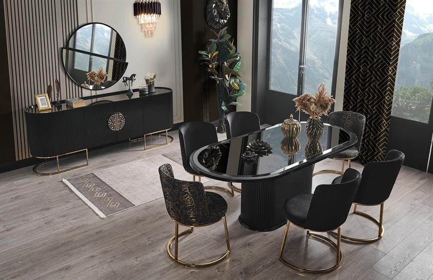 Morten Yemek Odası Takımı Black Yemek Odası