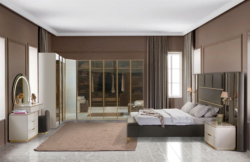 Lemis Yatak Odası Takımı Köşe Dolaplı Giyinme Odası