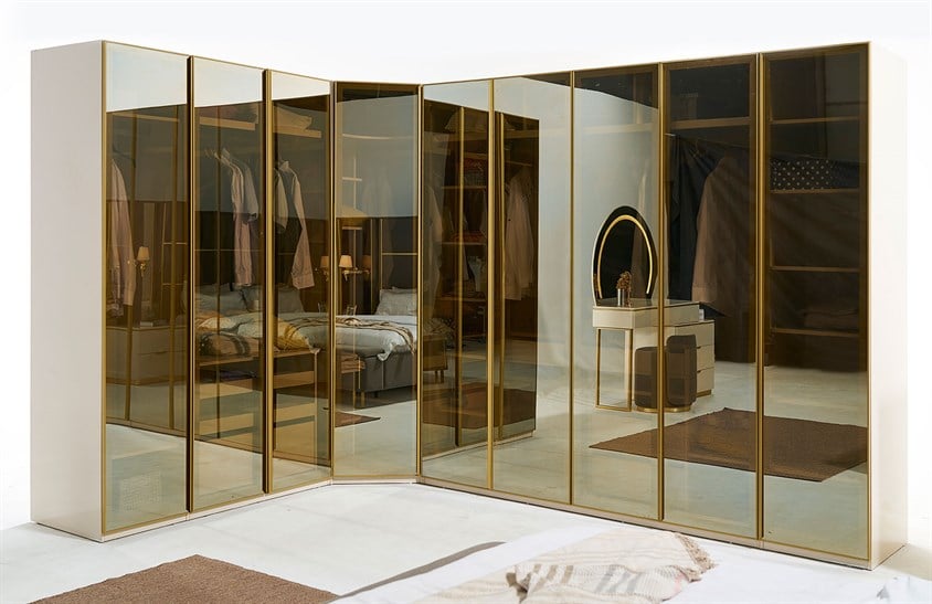 Lemis Yatak Odası Takımı Köşe Dolaplı Giyinme Odası