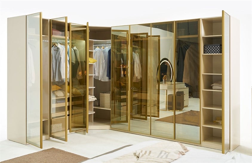 Lemis Yatak Odası Takımı Köşe Dolaplı Giyinme Odası