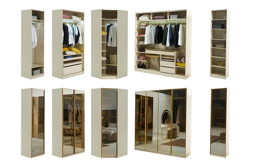 Lemis Yatak Odası Takımı Köşe Dolaplı Giyinme Odası