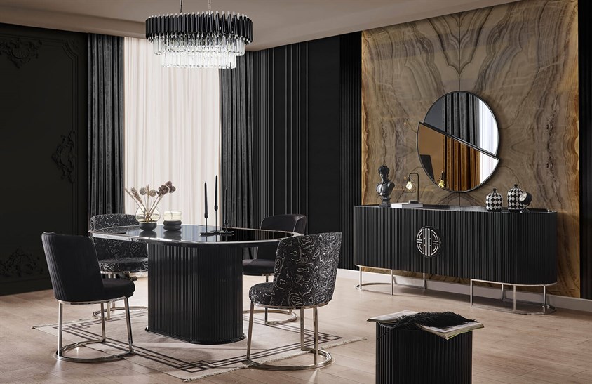 Morten Yemek Odası Takımı Krom Yemek Odası