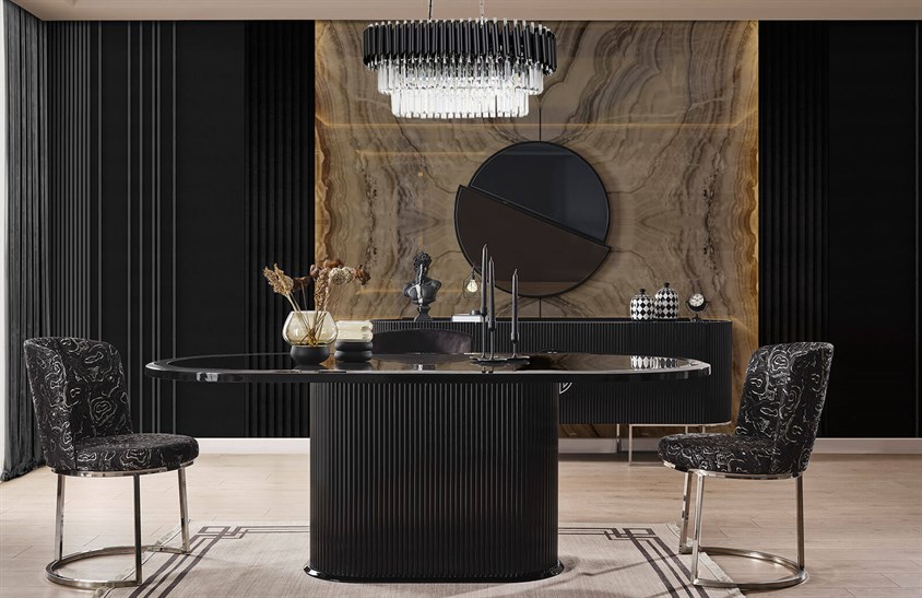 Morten Yemek Odası Takımı Krom Yemek Odası