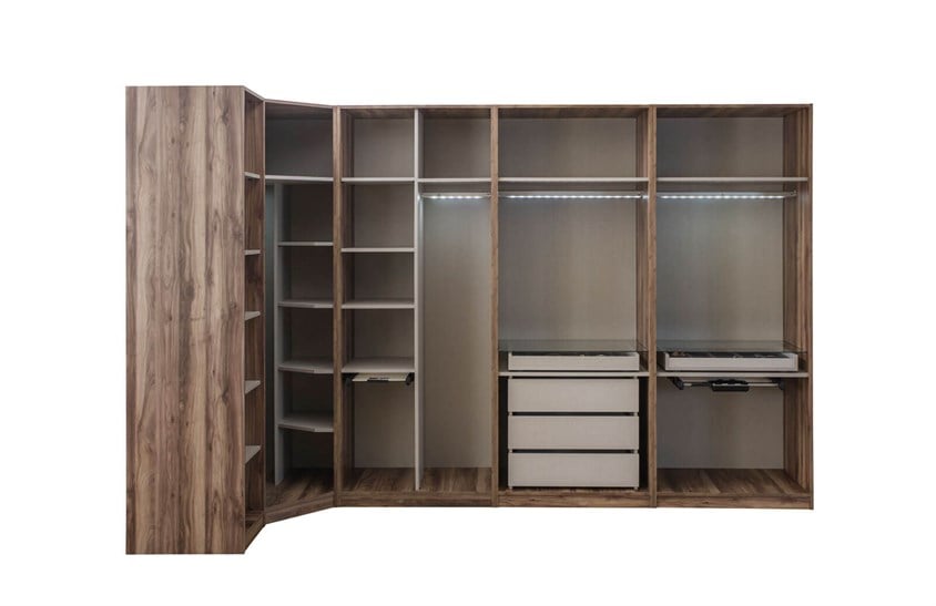 Daisi Köşe Dolap Takımı Ceviz Yatak Odası