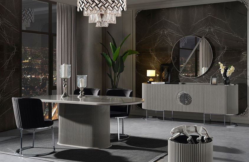 Morten Yemek Odası Takımı Grey Yemek Odası