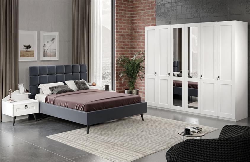 New Dobrev Yatak Odası Takımı Beyaz Yatak Odası