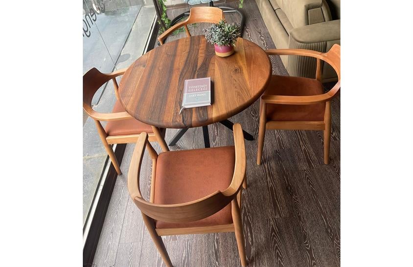 Exen Ahşap Metal  Yuvarlak Masa Takımı Masalar