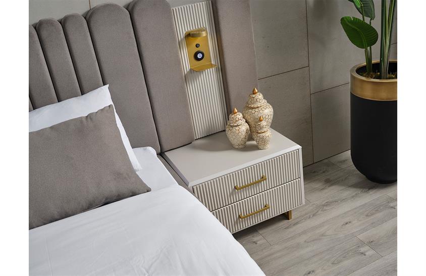 Ashwini Yatak Odası Takımı Köşe Dolaplı Gold Giyinme Odası