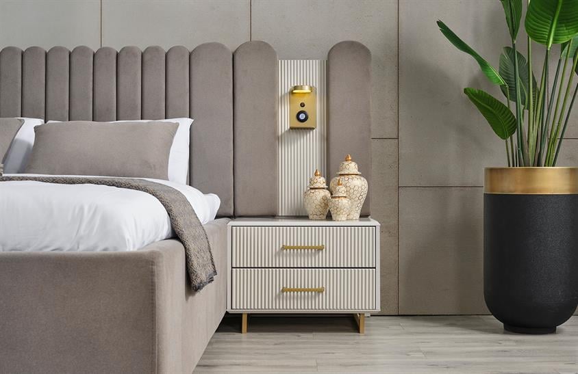 Ashwini Yatak Odası Takımı Köşe Dolaplı Gold Giyinme Odası