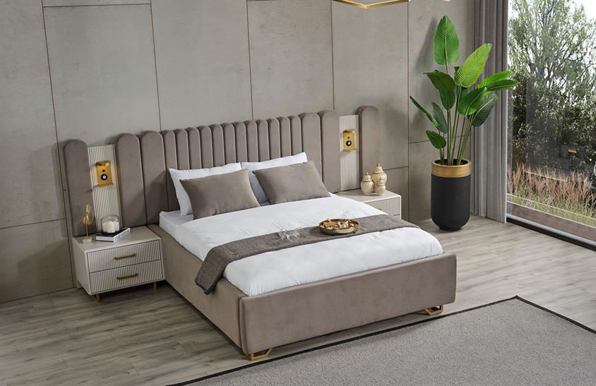 Ashwini Yatak Odası Takımı Köşe Dolaplı Gold Giyinme Odası