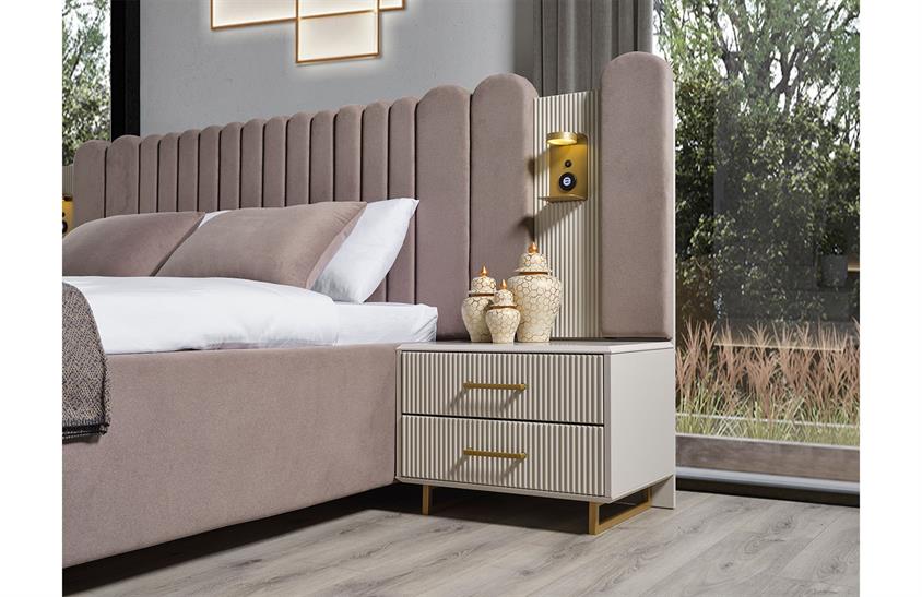 Ashwini Yatak Odası Takımı Köşe Dolaplı Gold Giyinme Odası