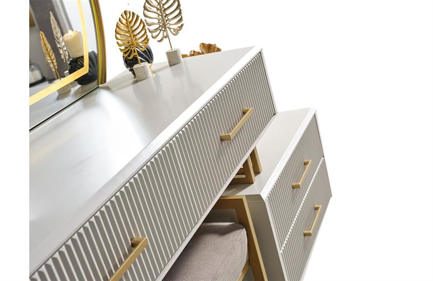 Ashwini Yatak Odası Takımı Köşe Dolaplı Gold Giyinme Odası