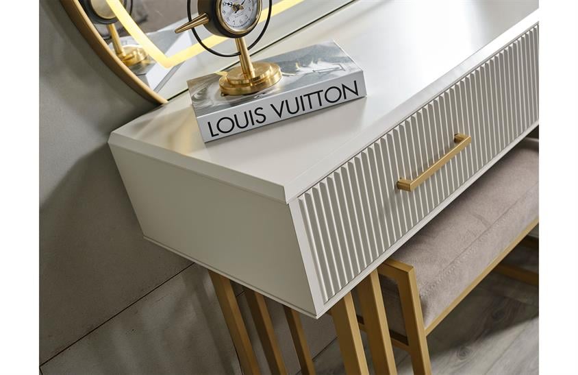 Ashwini Yatak Odası Takımı Köşe Dolaplı Gold Giyinme Odası