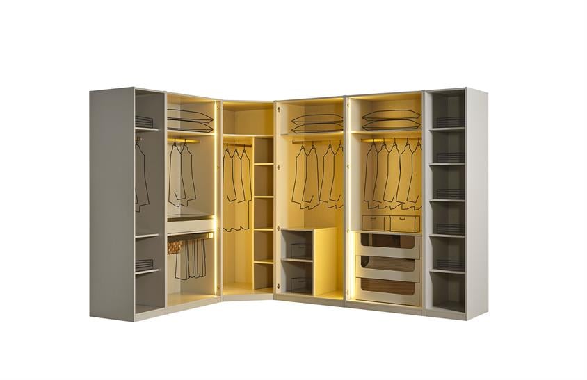 Ashwini Giyinme Odası Dolabı Gold Giyinme Odası