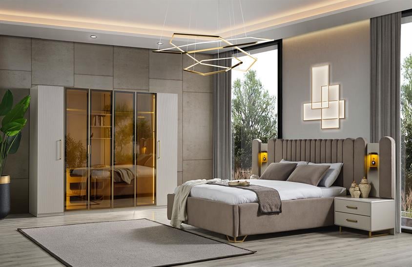 Ashwini Yatak Odası Takımı Gold Yatak Odası