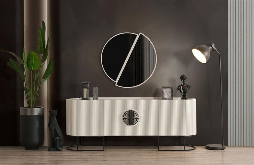 Morten Yemek Odası Takımı Ekru-Siyah Yemek Odası