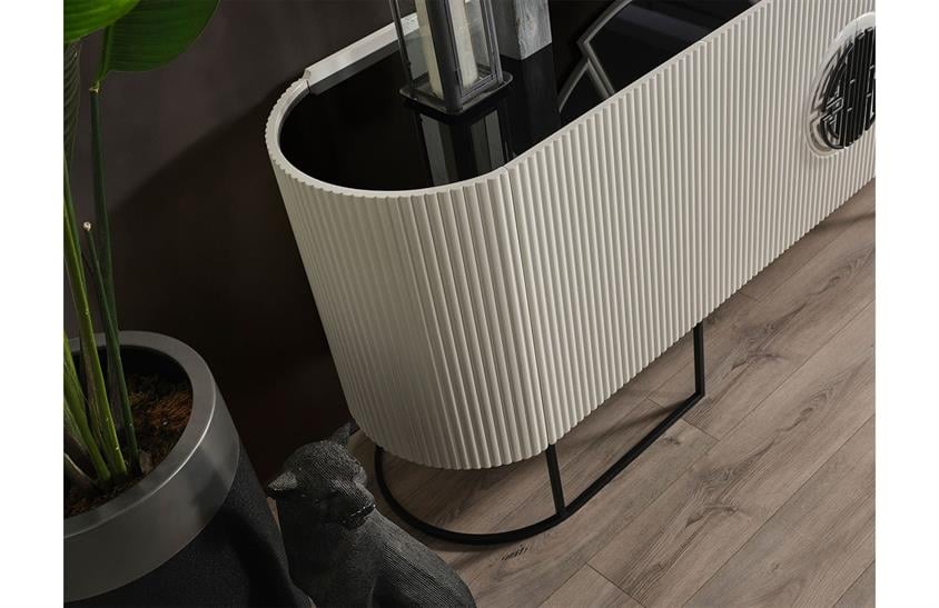 Morten Yemek Odası Takımı Ekru-Siyah Yemek Odası