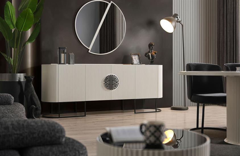 Morten Yemek Odası Takımı Ekru-Siyah Yemek Odası