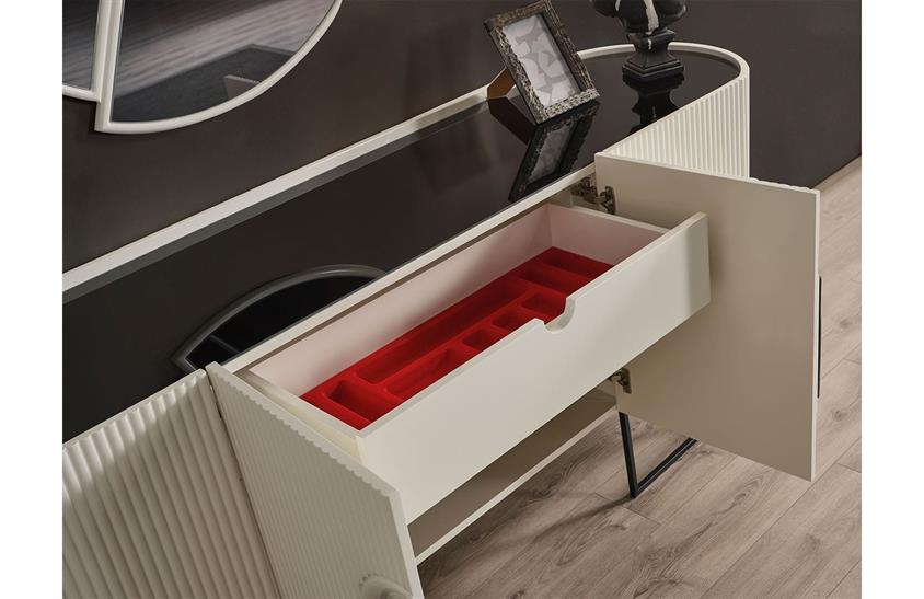 Morten Yemek Odası Takımı Ekru-Siyah Yemek Odası