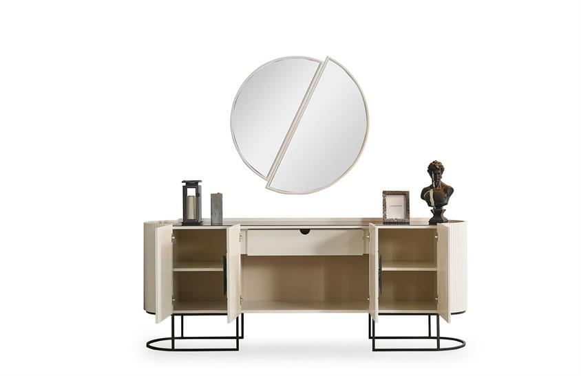 Morten Yemek Odası Takımı Ekru-Siyah Yemek Odası