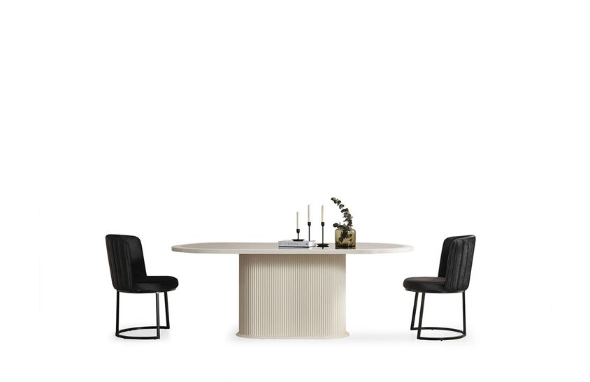 Morten Yemek Odası Takımı Ekru-Siyah Yemek Odası