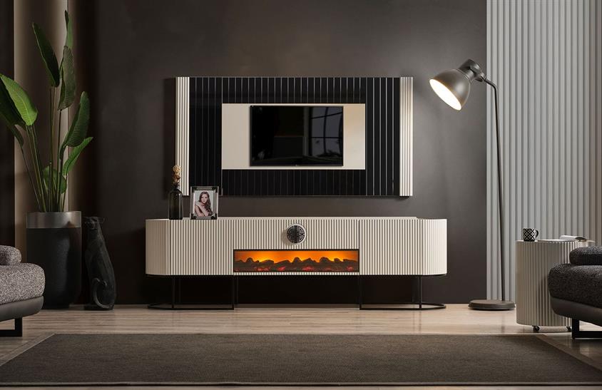 Morten Tv Ünitesi Ekru-Siyah TV Ünitesi