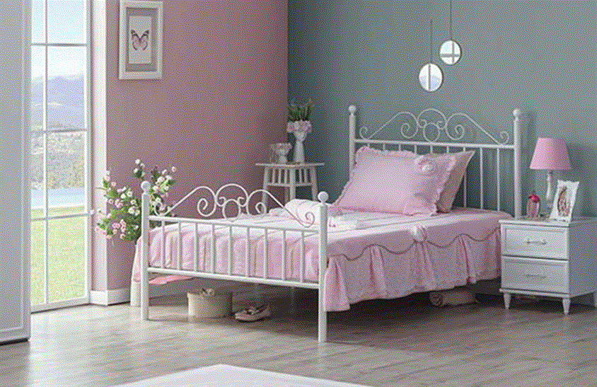 Santas Ferforje Karyola Beyaz Genç Odası