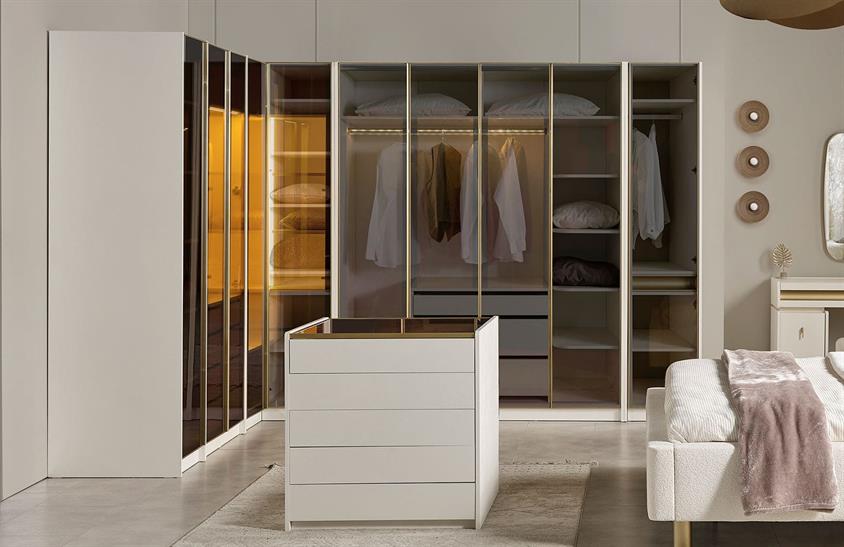 Montrelle Köşe Dolap Takımı Yatak Odası