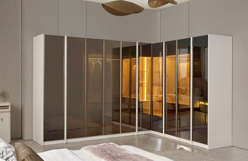 Montrelle Köşe Dolap Takımı Yatak Odası