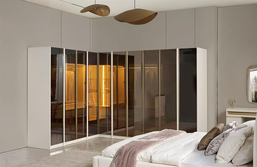 Montrelle Köşe Dolap Takımı Yatak Odası