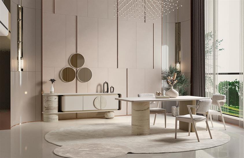 Land Traverten Yemek Odası Takımı Yemek Odası