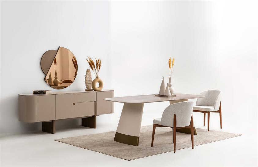 Riley Bej Yemek Odası Takımı Bronz Yemek Odası