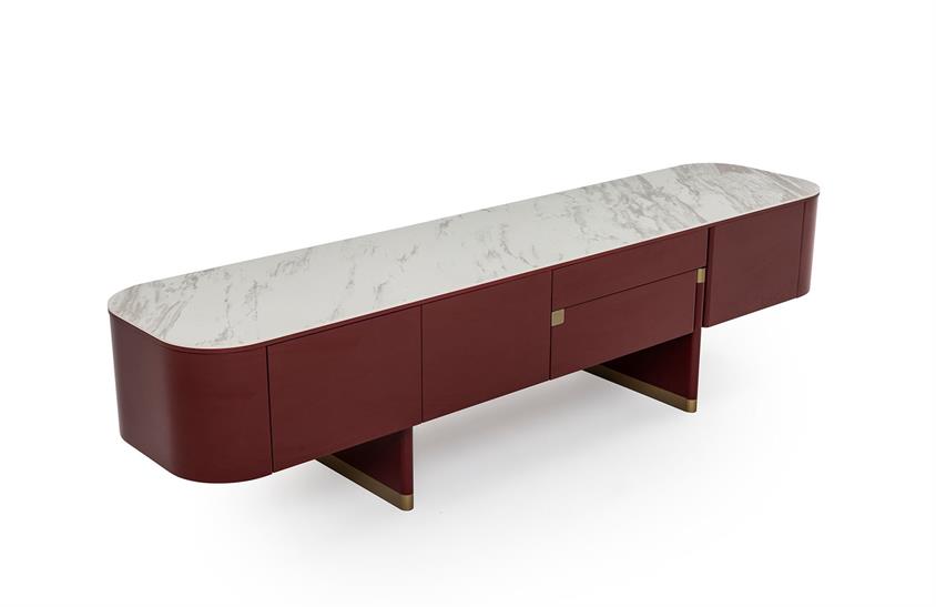 Riley Tv Sehpası Porselen Bordo TV Ünitesi