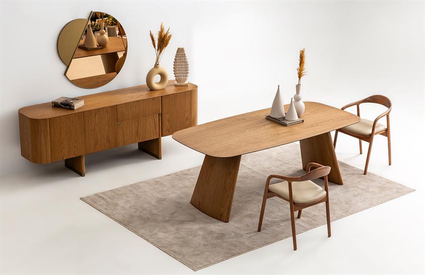 Riley Bohem Yemek Odası Takımı Meşe Yemek Odası