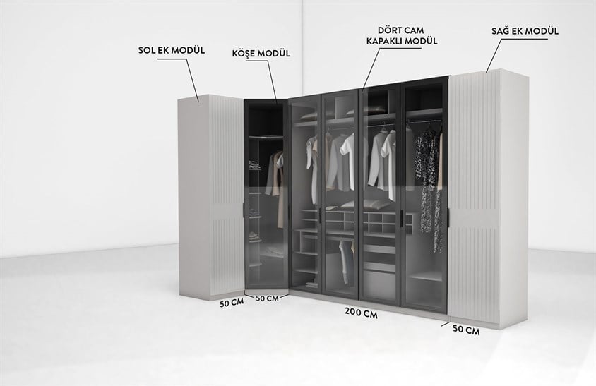 Clove Köşe Dolap Takım Yatak Odası