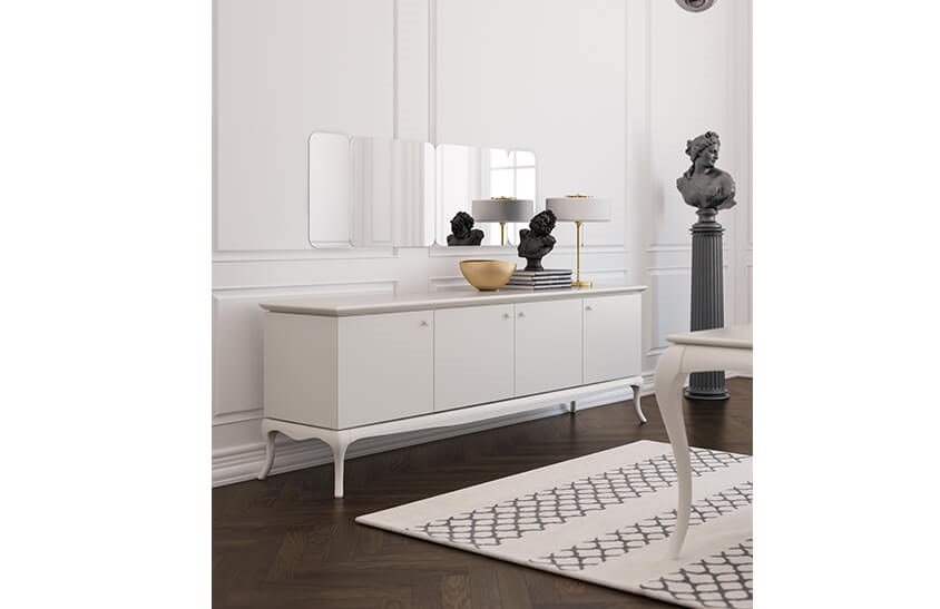 Barok Yemek Odası Takımı Ekru Yemek Odası