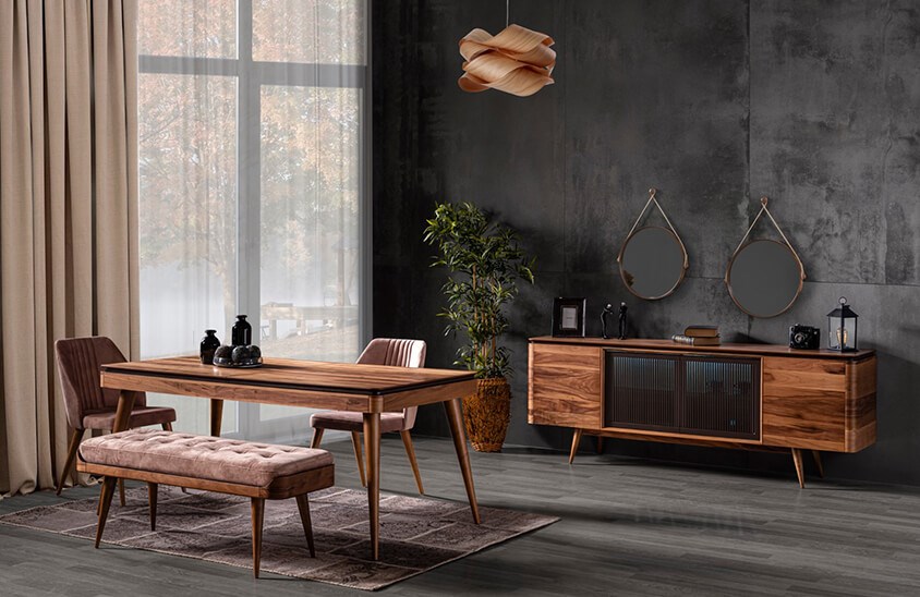 Arsey Yemek Odası Takımı Antrasit Yemek Odası