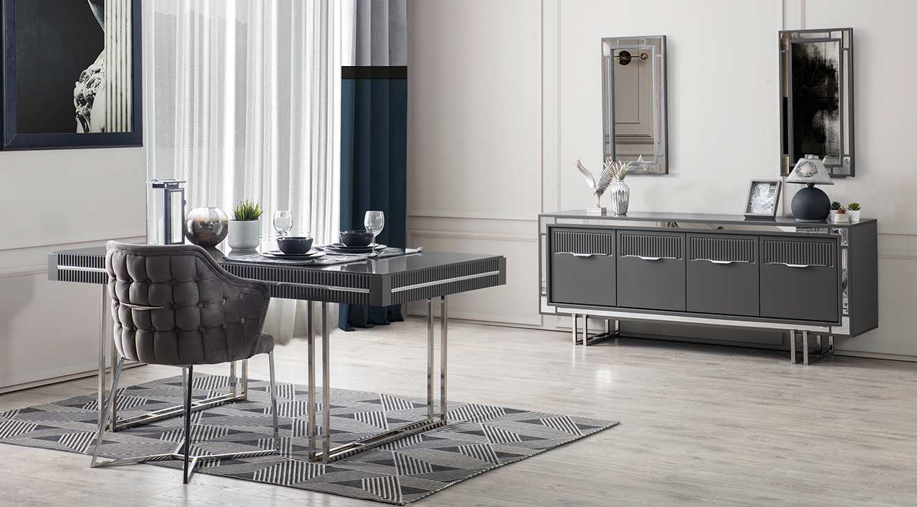 Sedef Metal Ayaklı Yemek Odası Takımı Yemek Odası