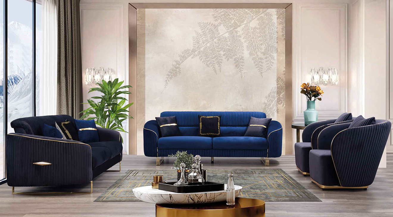 Lotus Gold Metal Ayaklı Yataklı Koltuk Takımı 2 Yataklı Koltuk Takımları