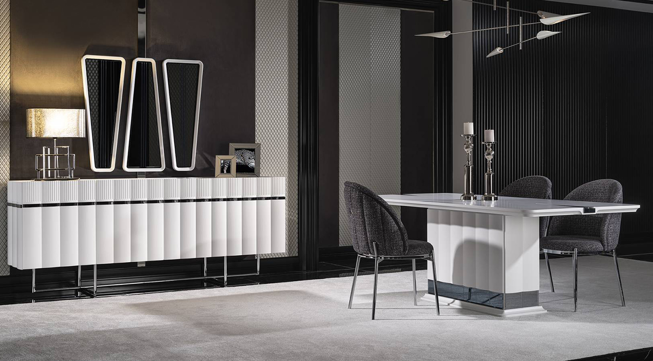 Aqua Metal Ayaklı Yemek Odası Takımı Yemek Odası