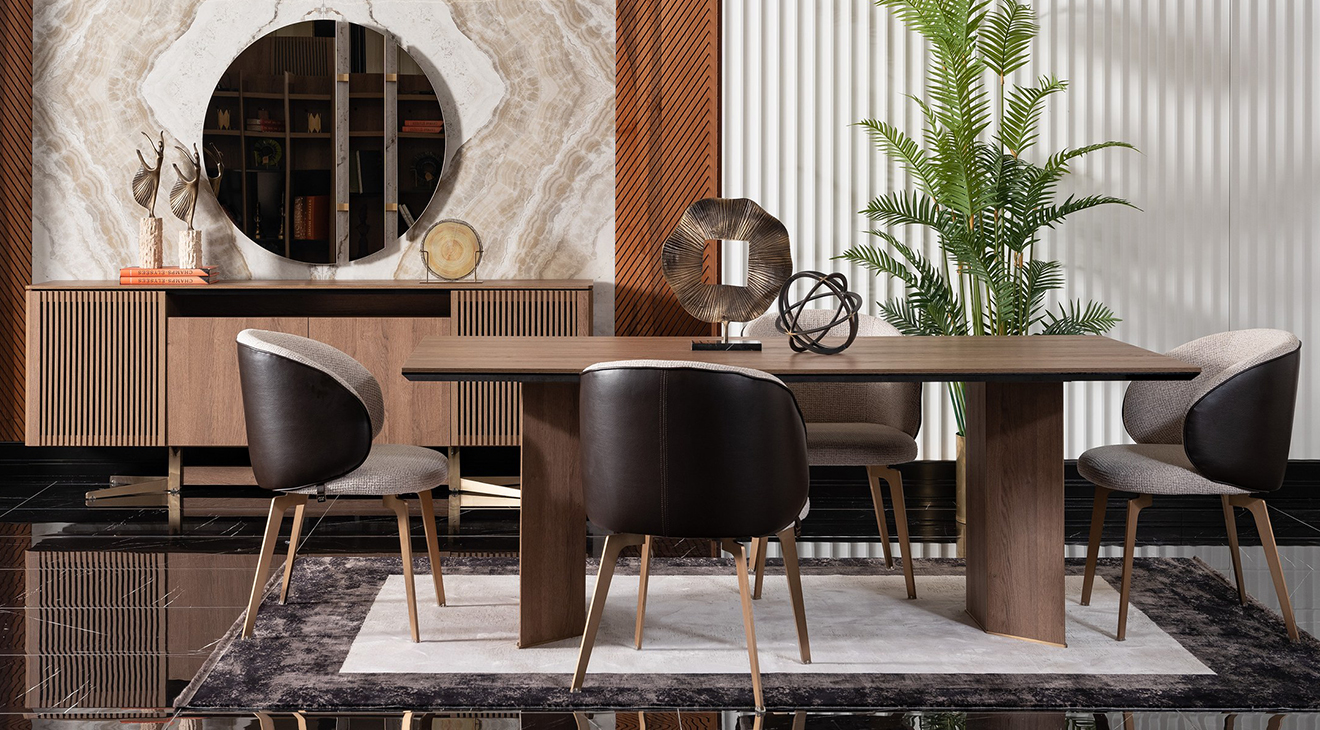 Lizbon Ceviz Yemek Odası Takımı Yemek Odası